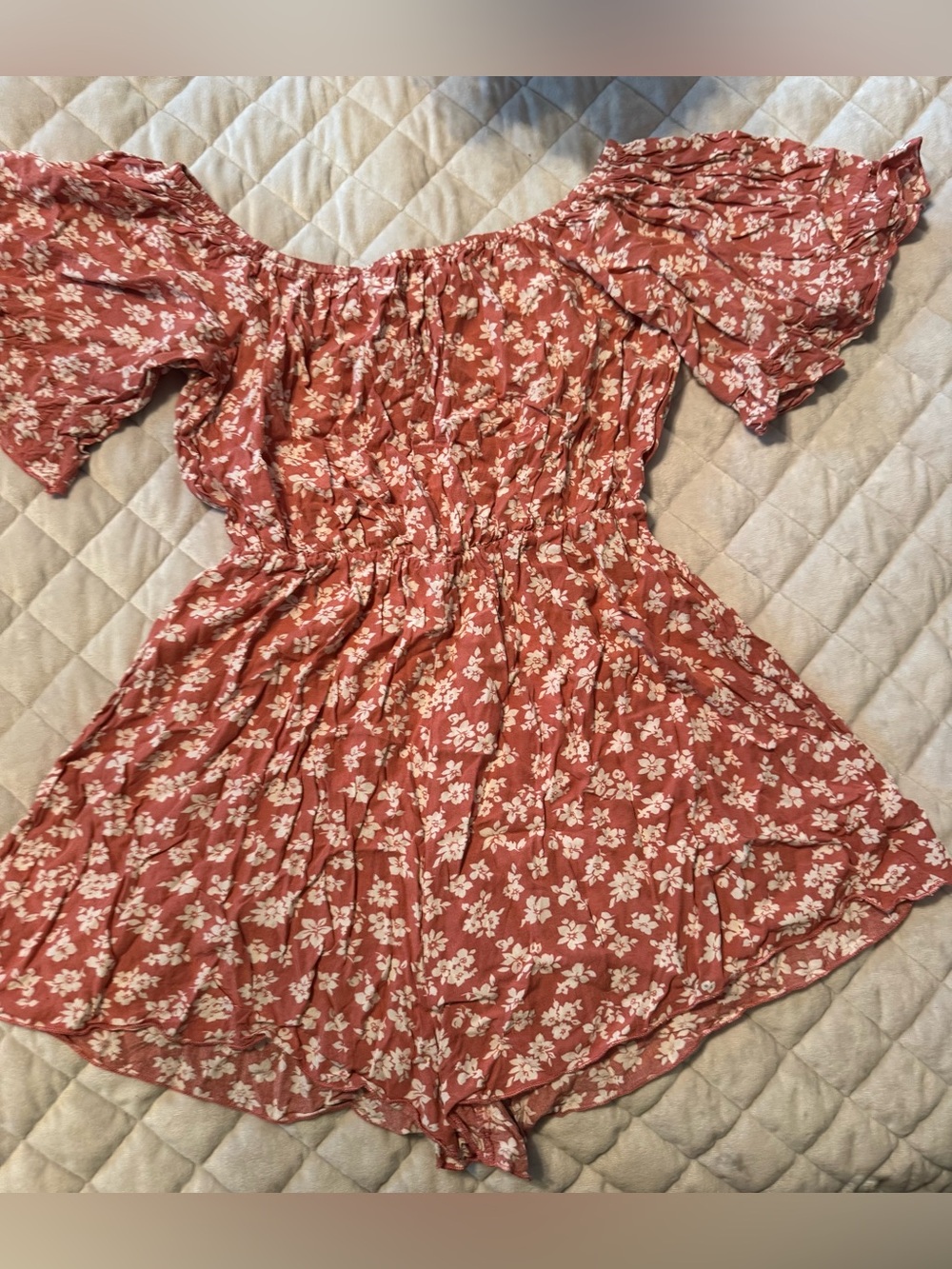 SHEIN Pink Floral Off-Shoulder Romper
